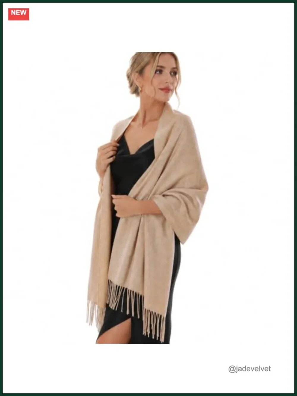 Warm Soft Pashmina Shawl Wrap for Women Large Winter Scarf Fringed Evening Dress